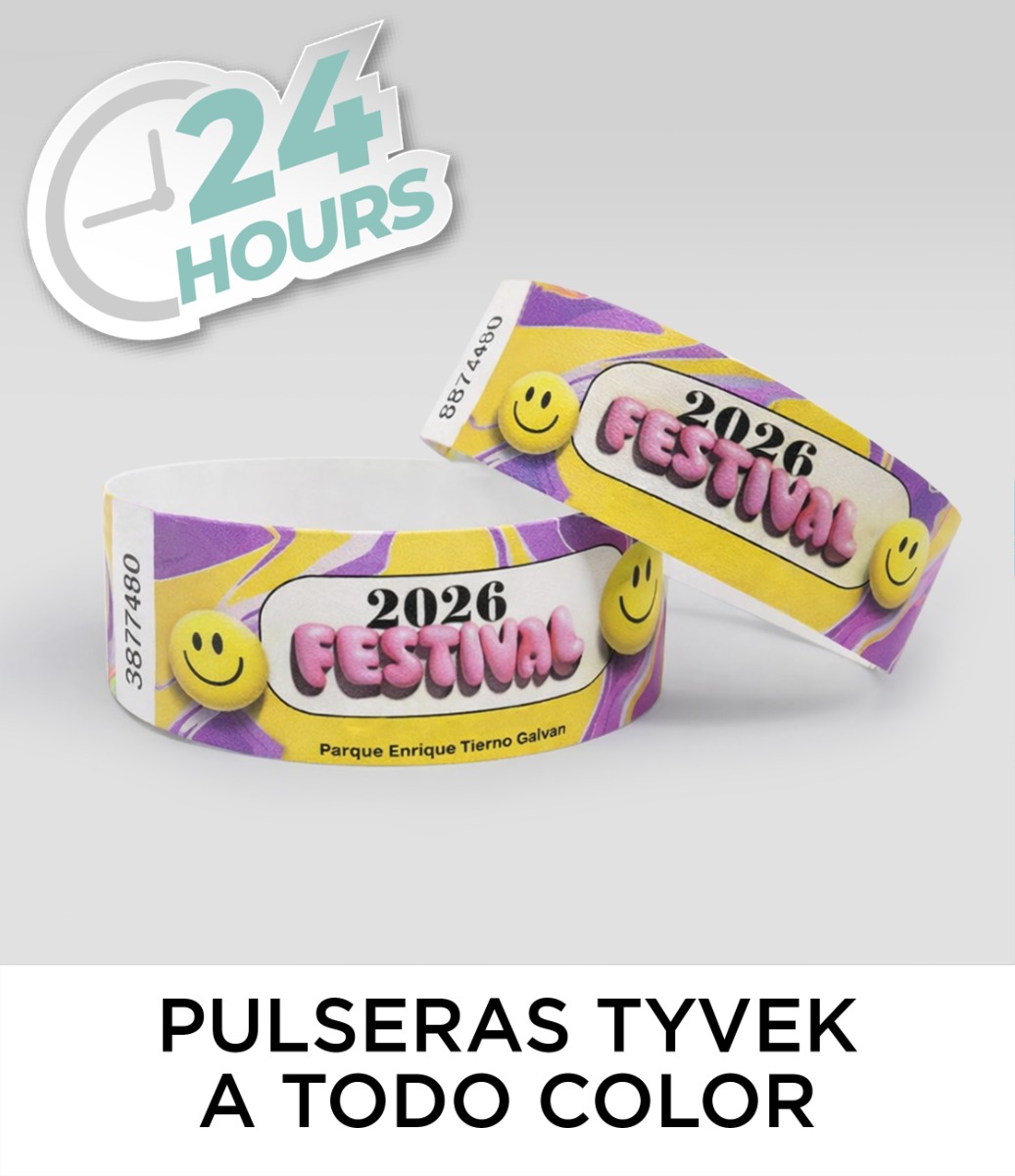 PULSERA TYVEK BLANCA A TODO COLOR