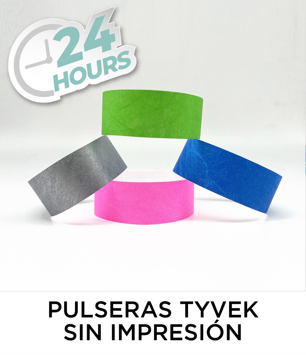 Pulseras Tyvek 25 mm en 24 horas sin impresión