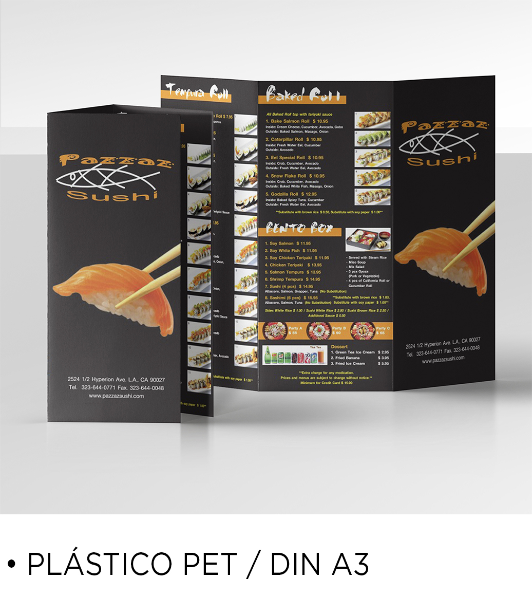 Cartas de Restaurante en plástico DIN A3