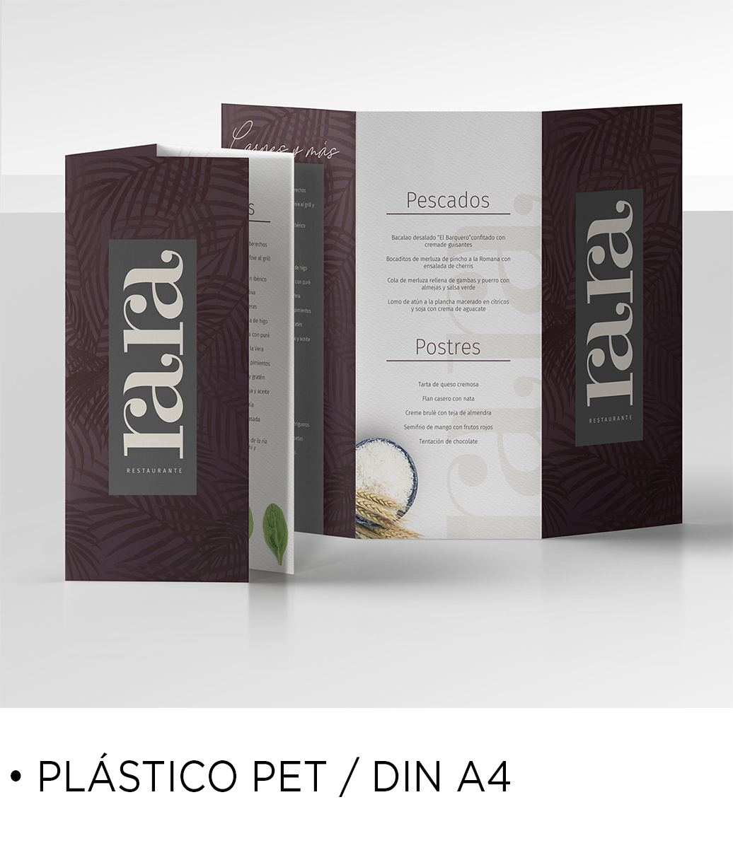 Cartas de Restaurante en plástico DIN A4