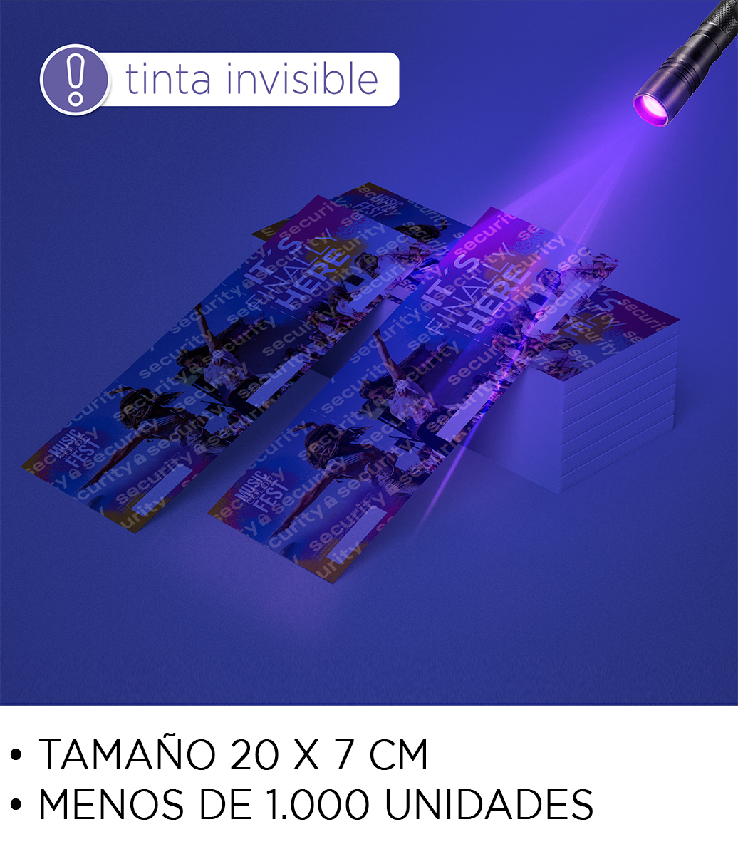 Entradas para Eventos 3 numeradores menos de 1.000 unidades con tinta invisible