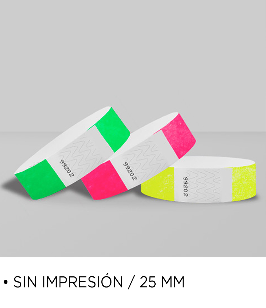 Pulseras Tyvek 25 mm sin impresión