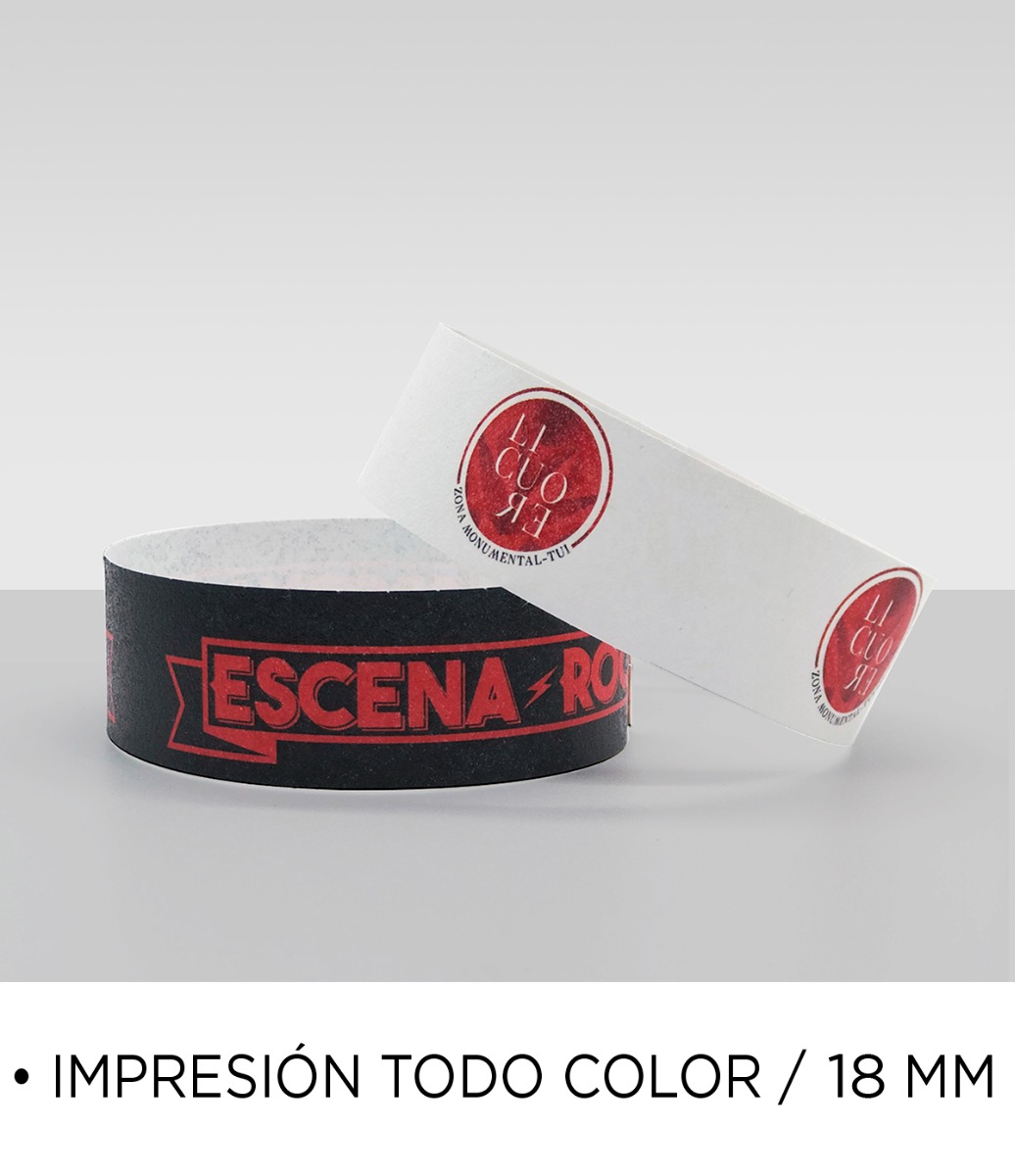 Pulsera Tyvek blanca a todo color